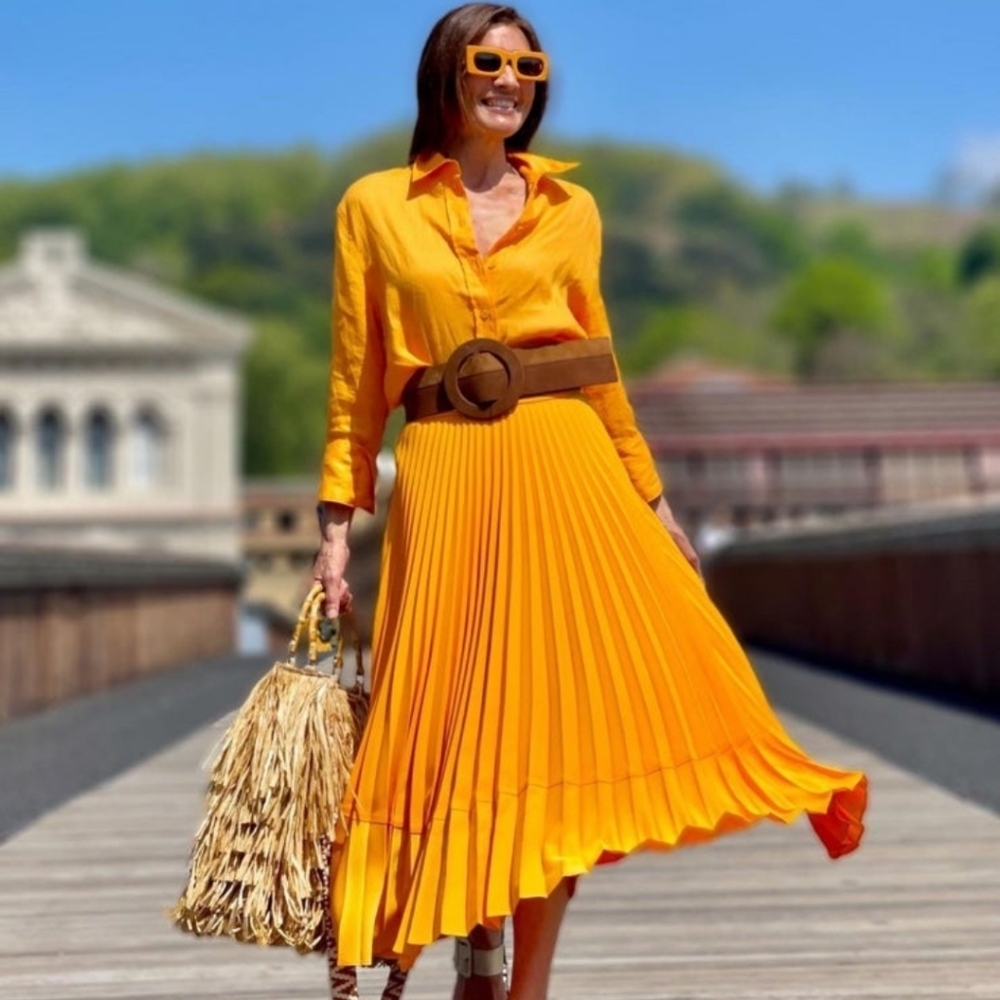 NWTs zara pleated contrast maxi skirt